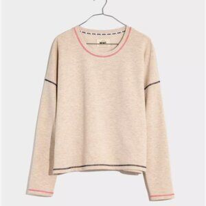 MADEWELL OATMEAL MWL SUPERBRUSHED CONTRAST-STITCHED EASYGOING SWEATSHIRT